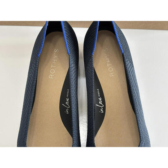 Rothy's The High Point Block Heel Women's 11.5 Navy Herringbone Knit Shoes NEW - Picture 5 of 16